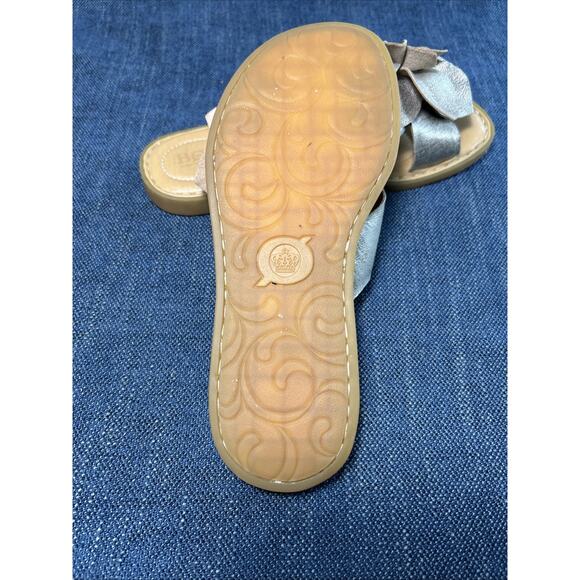 BOC Born Womens 6 Kaisa Flower Leather Slide Sandal Metallic Champagne - Picture 13 of 14